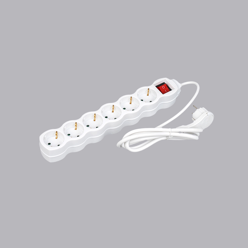 LOG-06KL Saksalainen kurpitsan muotoinen 6-suuntainen jatkojohto vetorenkaalla ja kytkimellä Multi-Socket