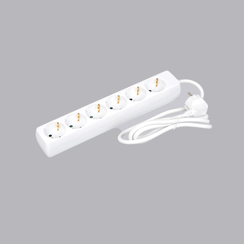 LOB-06 Saksan tyyppinen suorakaiteen muotoinen 6-suuntainen jatkojohto Multi-Socket