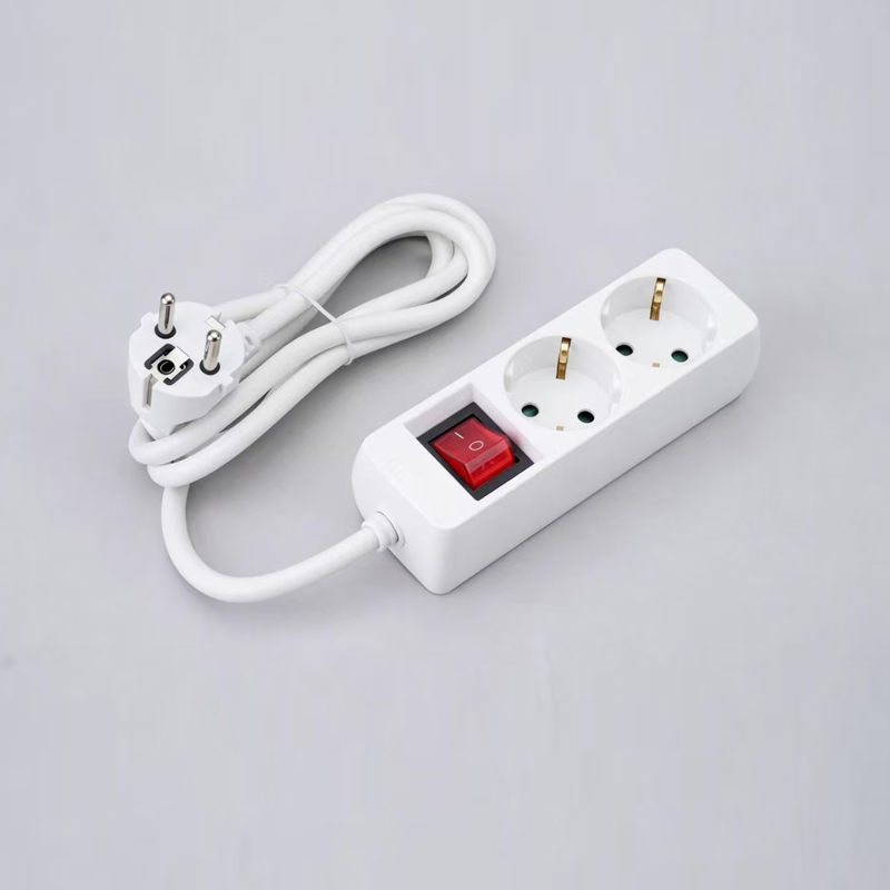 LOB-02K Saksan tyyppinen suorakaiteen muotoinen 3-tie jatkojohto kytkimellä Multi-Socket