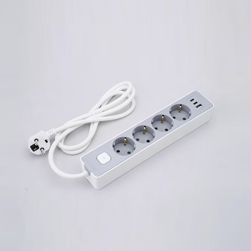 LOB-05K-AC Saksan tyyppinen 5-liitäntäinen jatkojohto kytkimellä, PD-pikalaturi, 1 USB-A- ja 2 Type-C-porttia, moniliitin